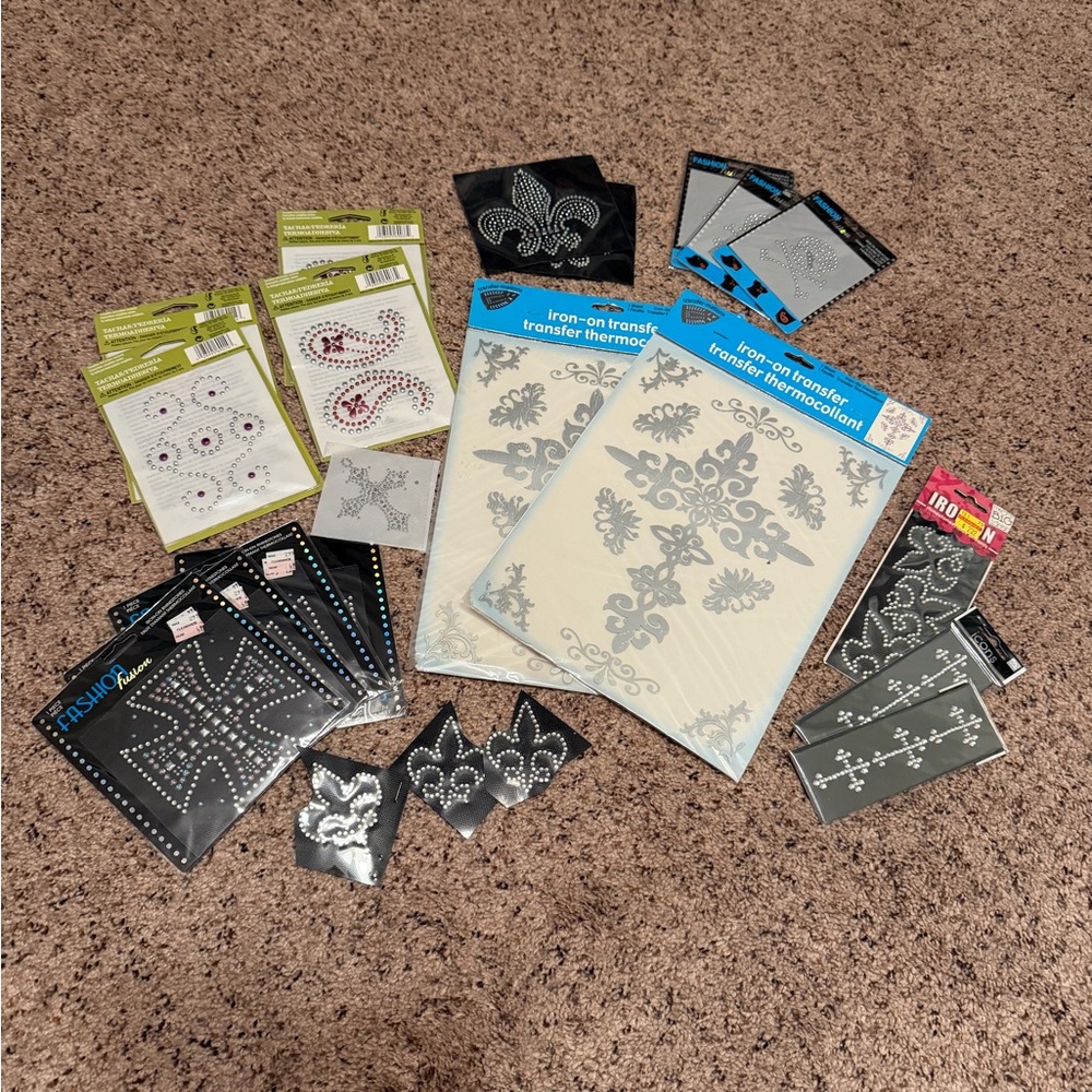 Assorted Iron-On Transfer Rhinestone Designs